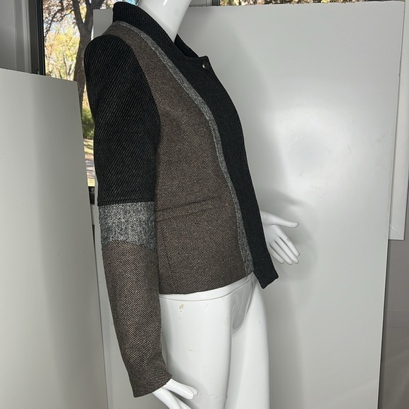 April May Sz S Gray Brown Wool Zip Button Jacket - Picture 3 of 8